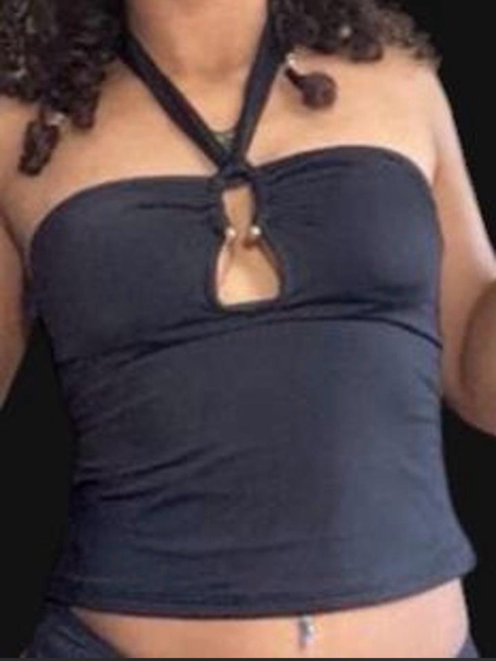 Women’s Black Halter Keyhole Strap Tube Top
